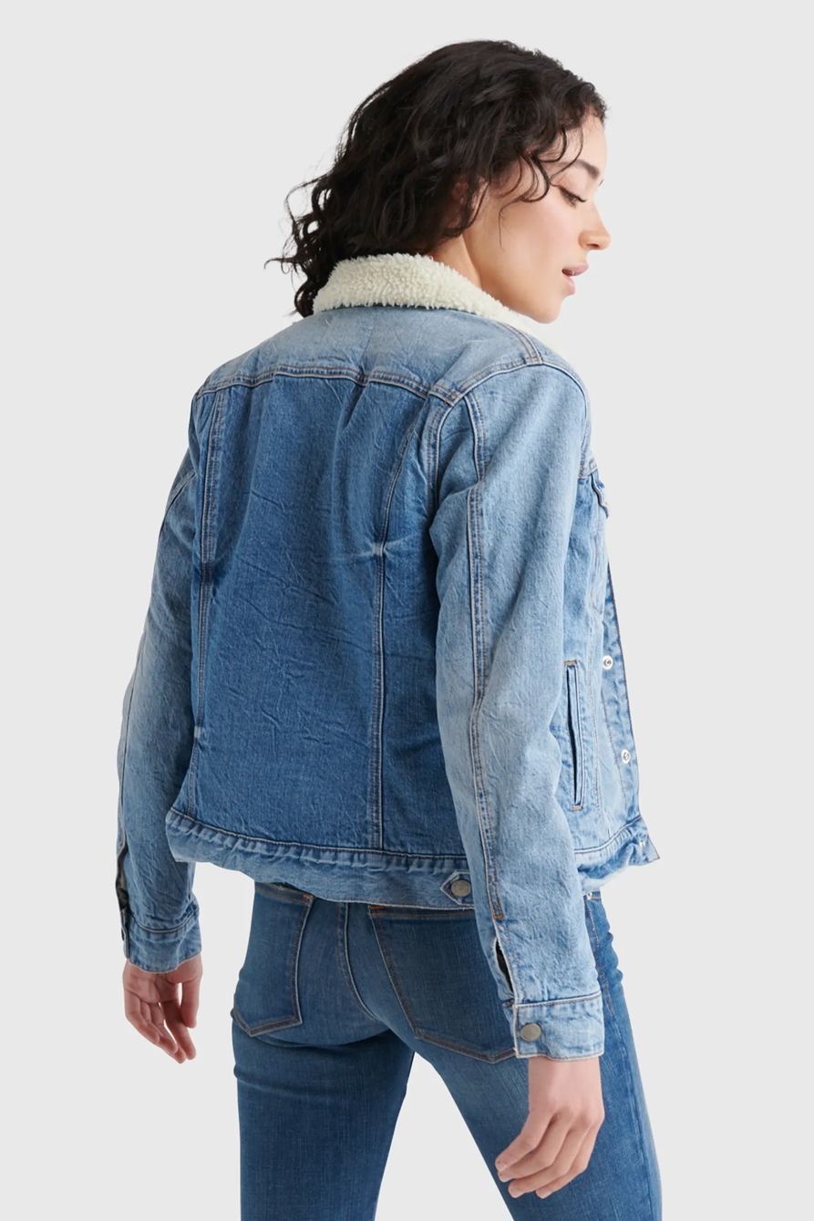 FAUX SHERPA DENIM JACKET, image 4