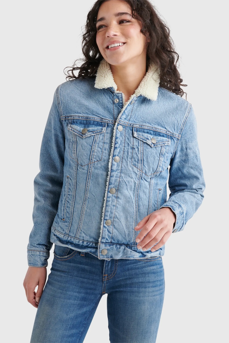 FAUX SHERPA DENIM JACKET, image 5