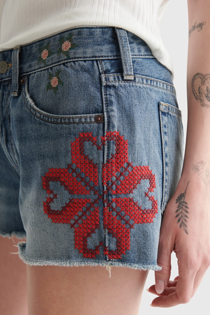 EMBROIDERED MID RISE BOY SHORT, image 4