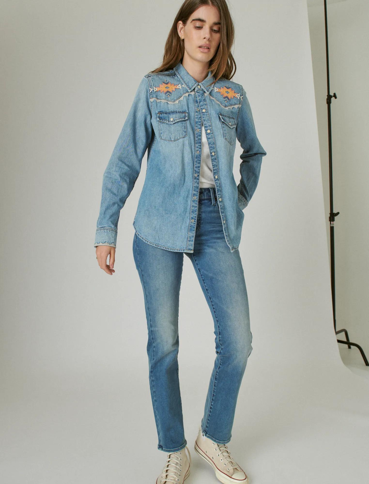 Lucky Brand Denim Shirt Für Mädchen – Button-Down Hemd Aus Weichem Denim, Vielseitig Kombinierbar