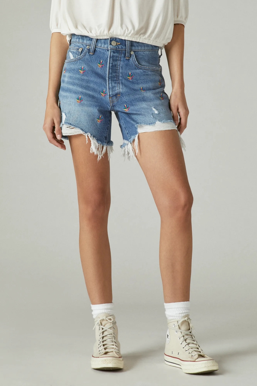 LUCKY LEGEND EMBROIDERED 5" HIGH RISE 90s MIDI SHORT, image 4