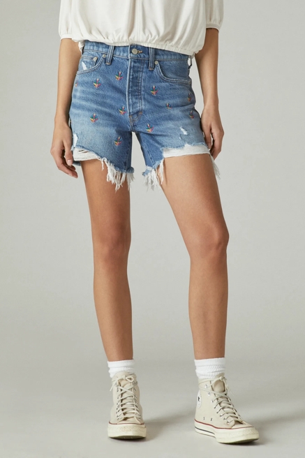 LUCKY LEGEND EMBROIDERED 5" HIGH RISE 90s MIDI SHORT, image 4