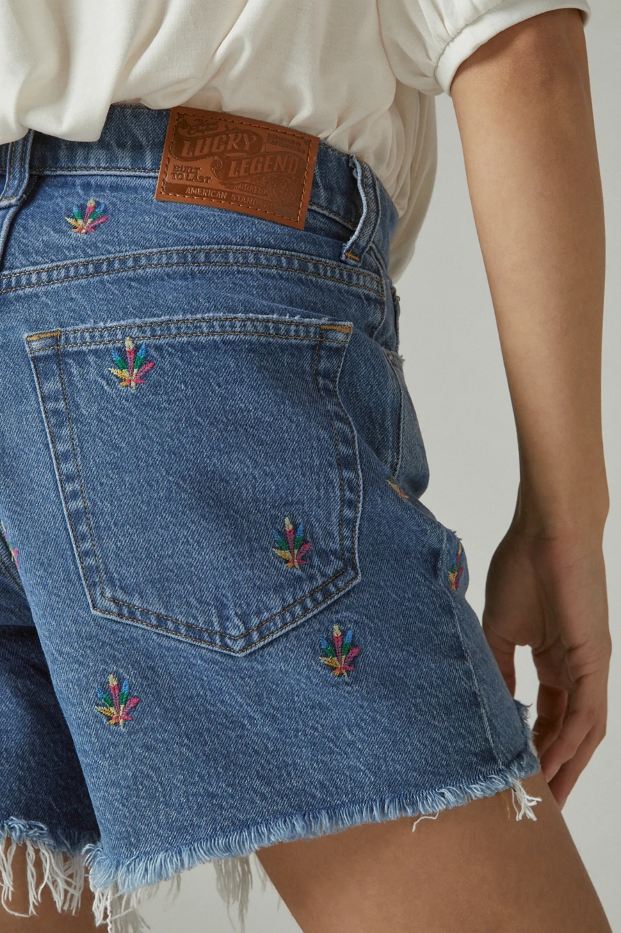 LUCKY LEGEND EMBROIDERED 5" HIGH RISE 90s MIDI SHORT, image 6