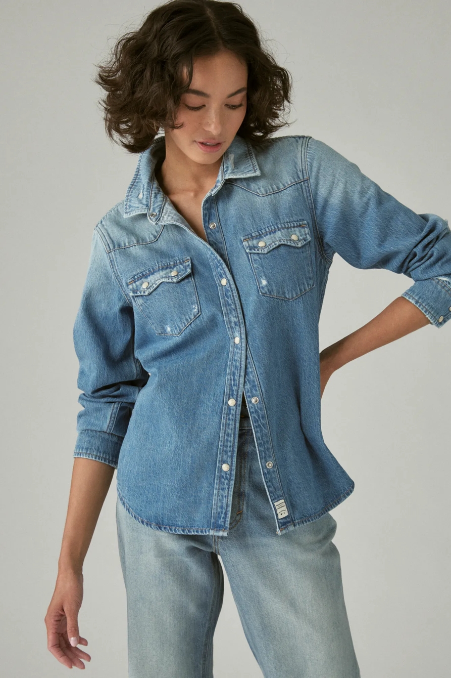 YELLOWSTONE EMBROIDERED DENIM WESTERN SHIRT, image 2