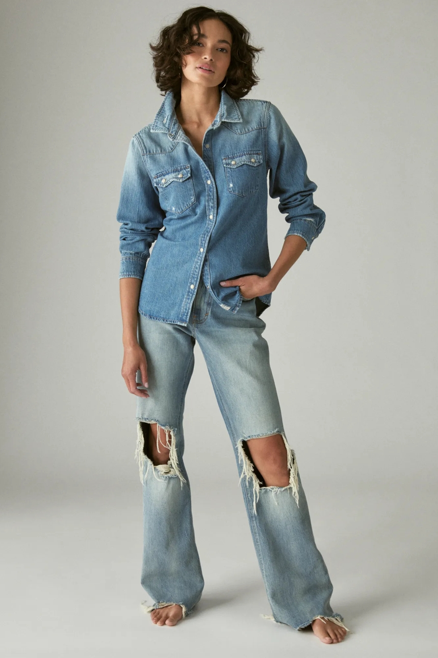 YELLOWSTONE EMBROIDERED DENIM WESTERN SHIRT, image 3