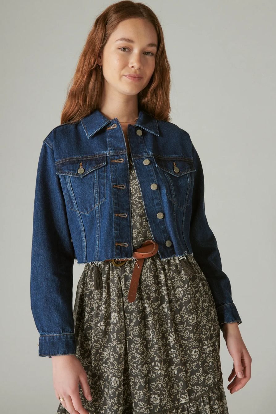 CROPPED DENIM TRUCKER JACKET, image 2