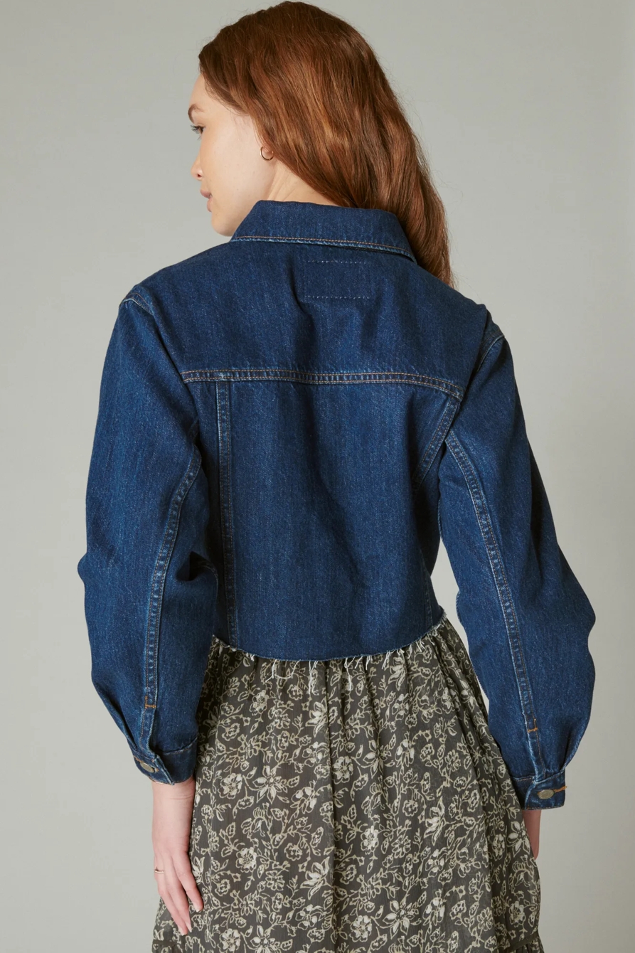 CROPPED DENIM TRUCKER JACKET, image 3
