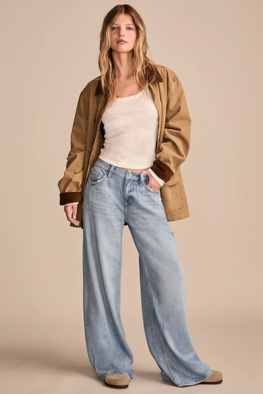 WIDE LEG PLEATED LIQUID DENIM LUXE PALAZZO