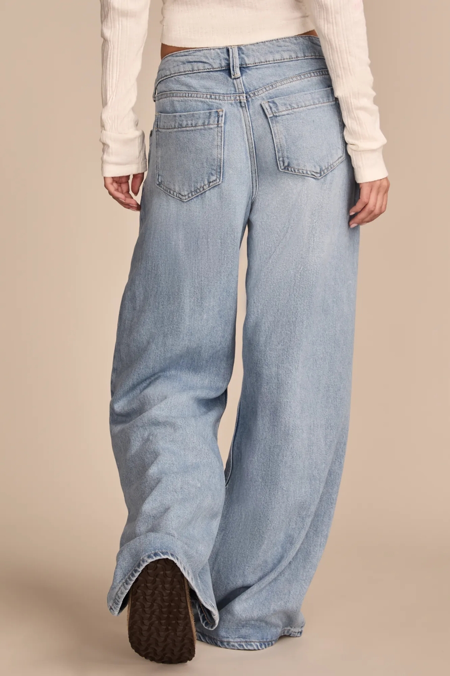 WIDE LEG PLEATED LIQUID DENIM LUXE PALAZZO, image 5