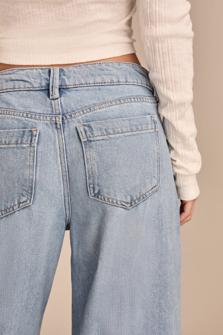 WIDE LEG PLEATED LIQUID DENIM LUXE PALAZZO, image 6