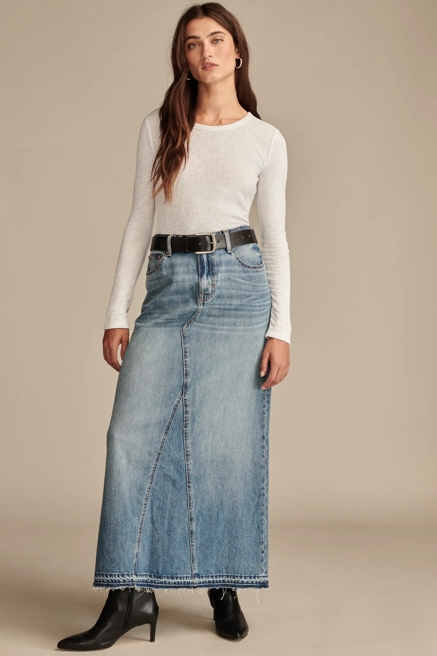 DENIM MAXI SKIRT, image 1