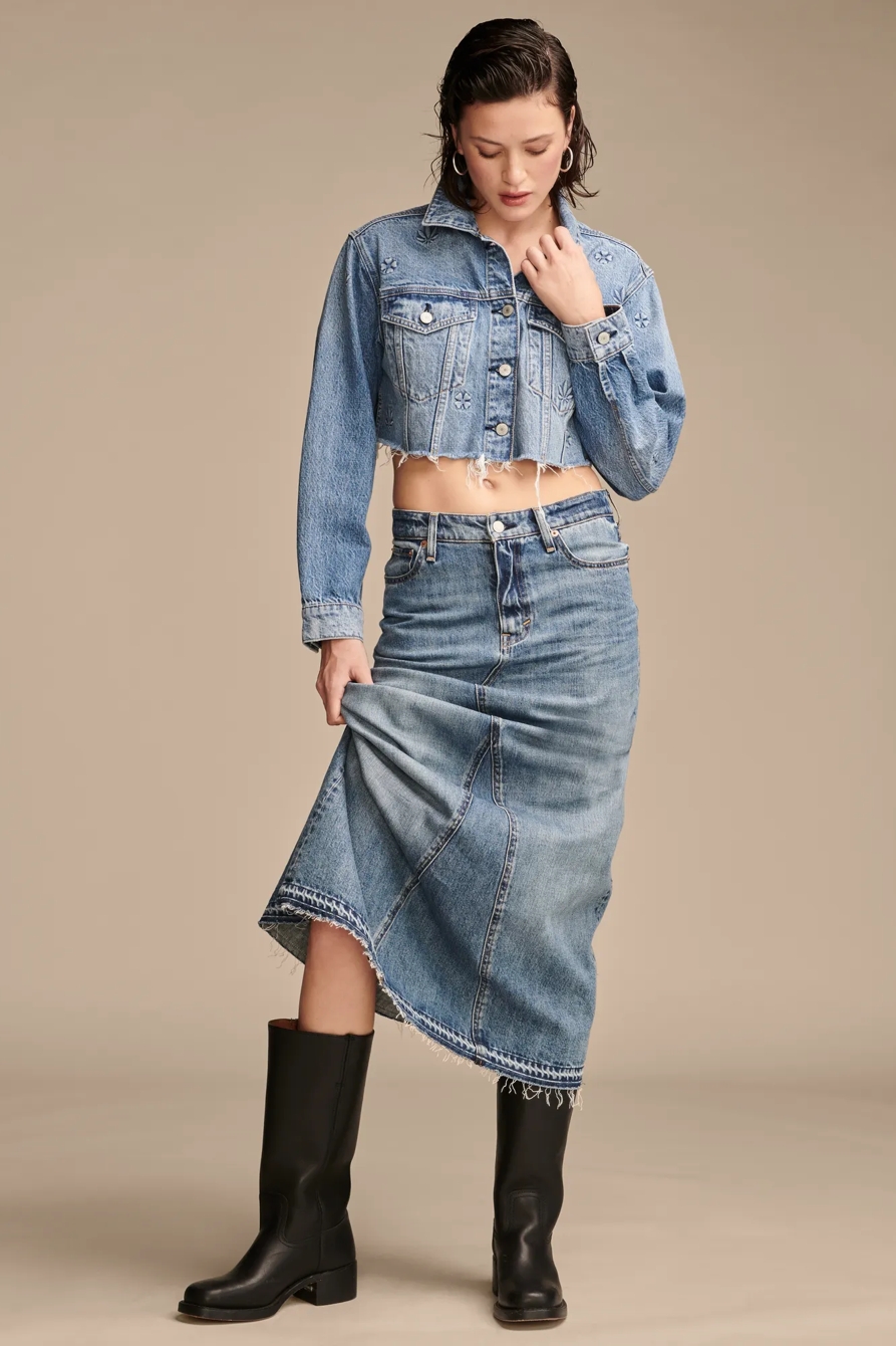 HIGHEST QUALITY DENIM HEMP CROPPED TRUCKER, image 2