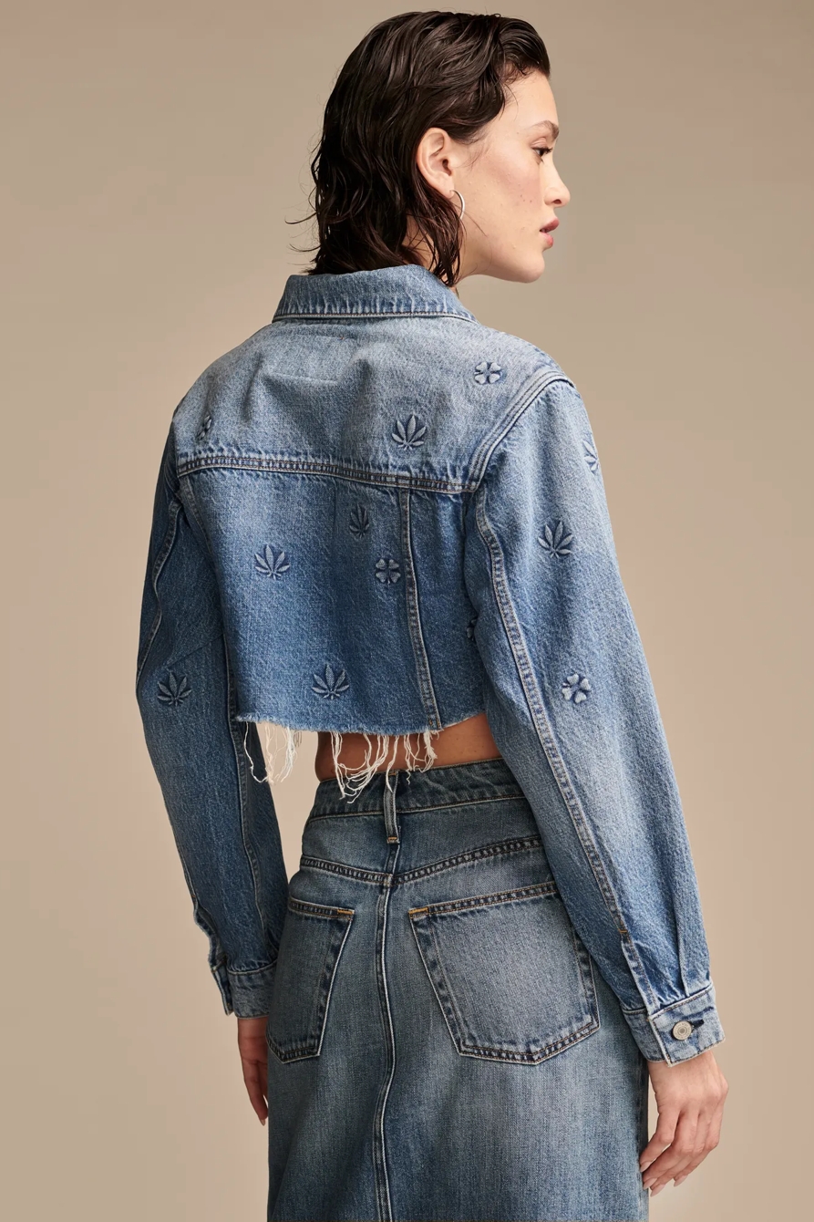 HIGHEST QUALITY DENIM HEMP CROPPED TRUCKER, image 4