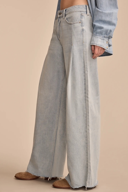 WIDE LEG PLEATED LIQUID DENIM LUXE PALAZZO, image 3