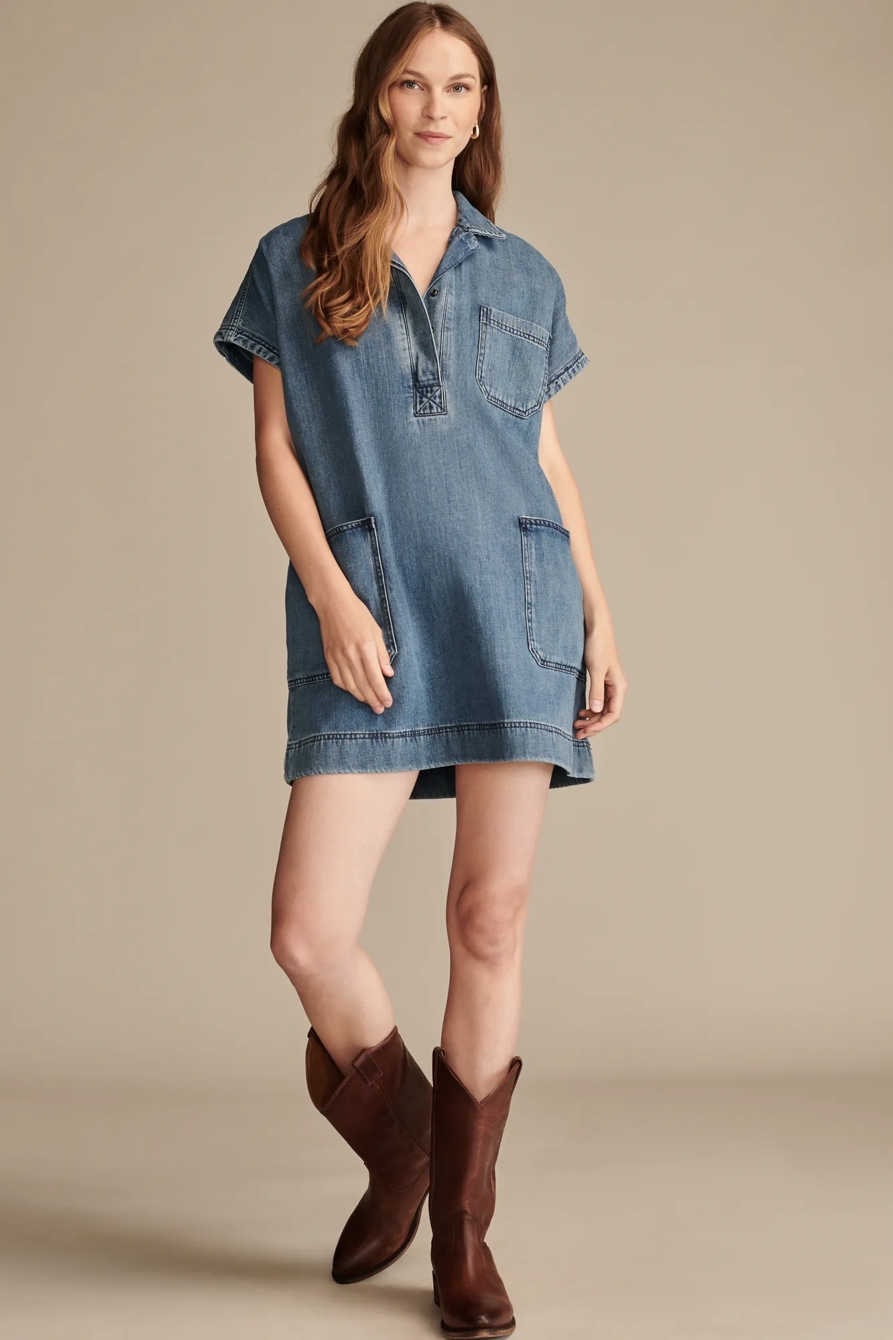 DOLMAN POPOVER DENIM SHIRT DRESS, image 2