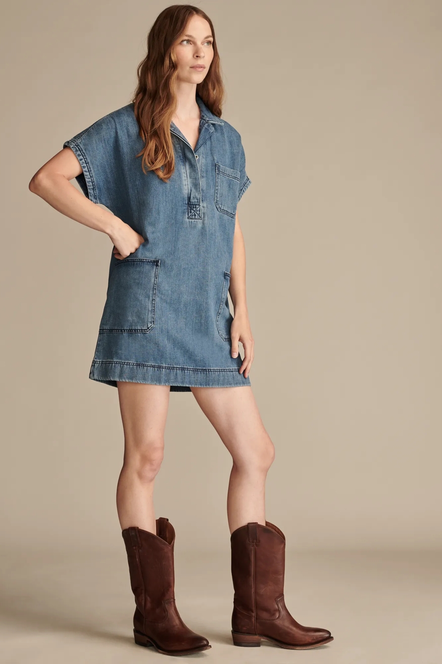 DOLMAN POPOVER DENIM SHIRT DRESS, image 3