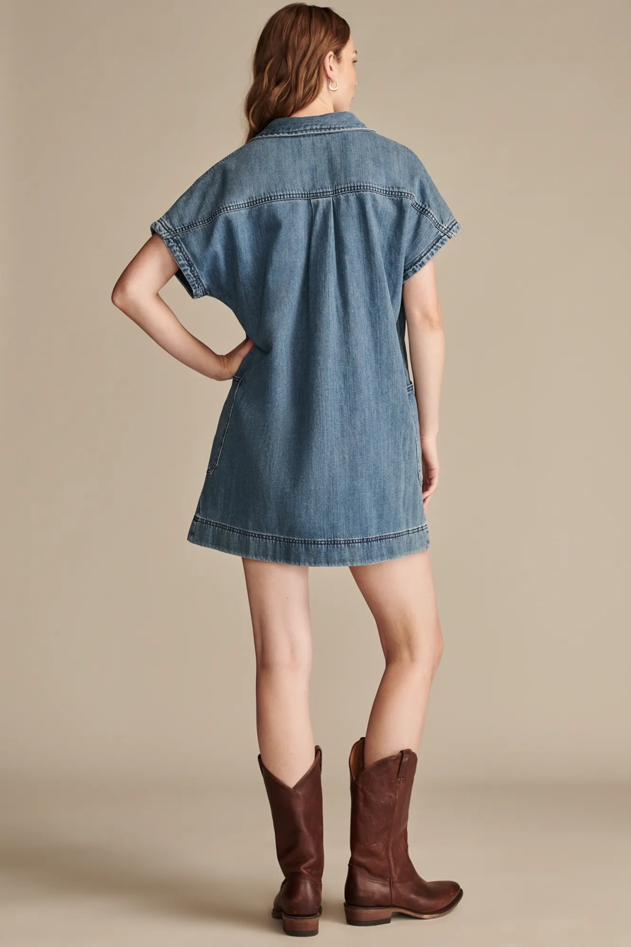 DOLMAN POPOVER DENIM SHIRT DRESS, image 4