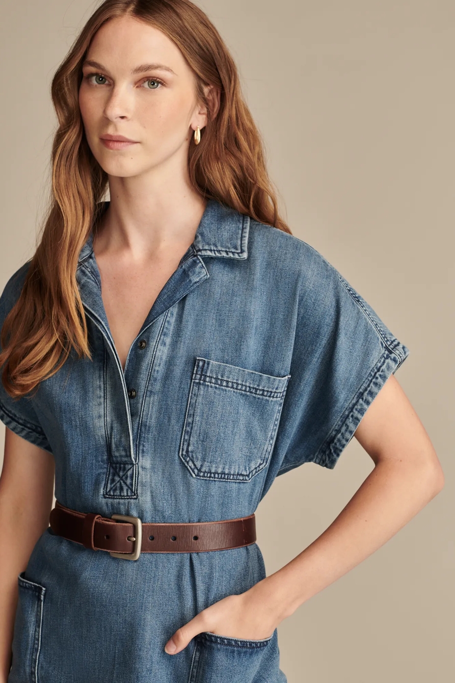 DOLMAN POPOVER DENIM SHIRT DRESS, image 5