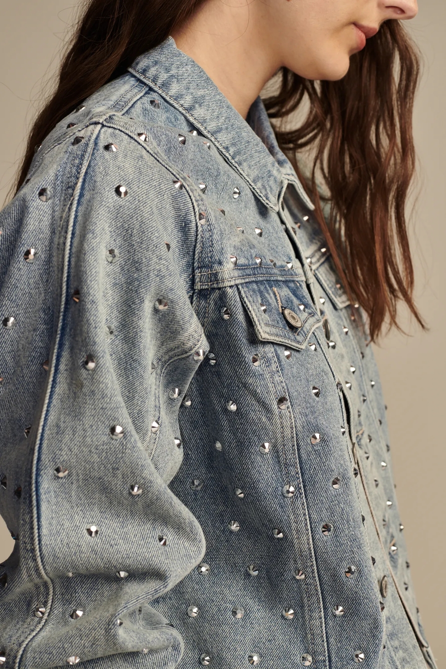 STUDDED DENIM TRUCKER JACKET, image 2