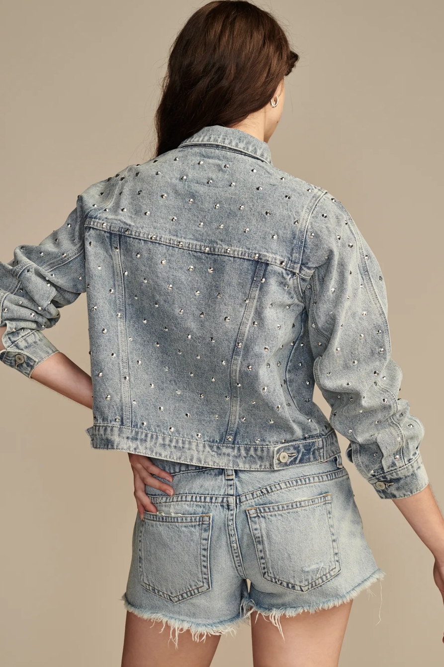 STUDDED DENIM TRUCKER JACKET, image 3