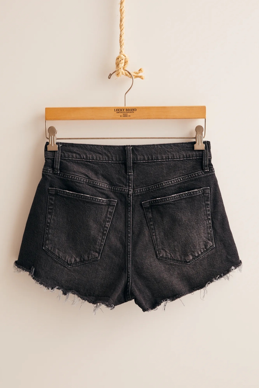 Lucky Upcycled Washed Black Embellished High Rise Shorty, image 2