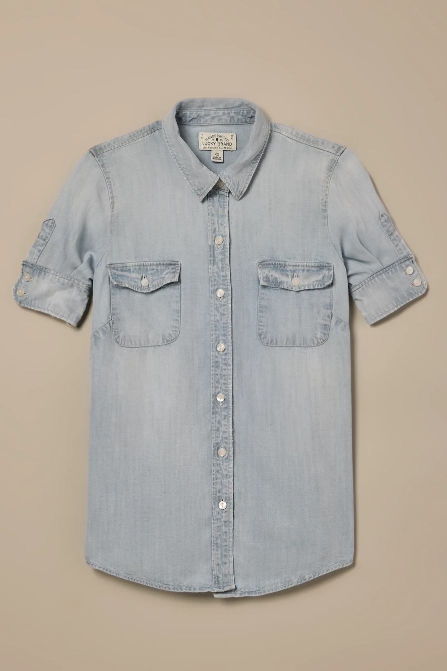 Lucky Brand One-Of-A-Kind Denim Cropped Shirt, image 1