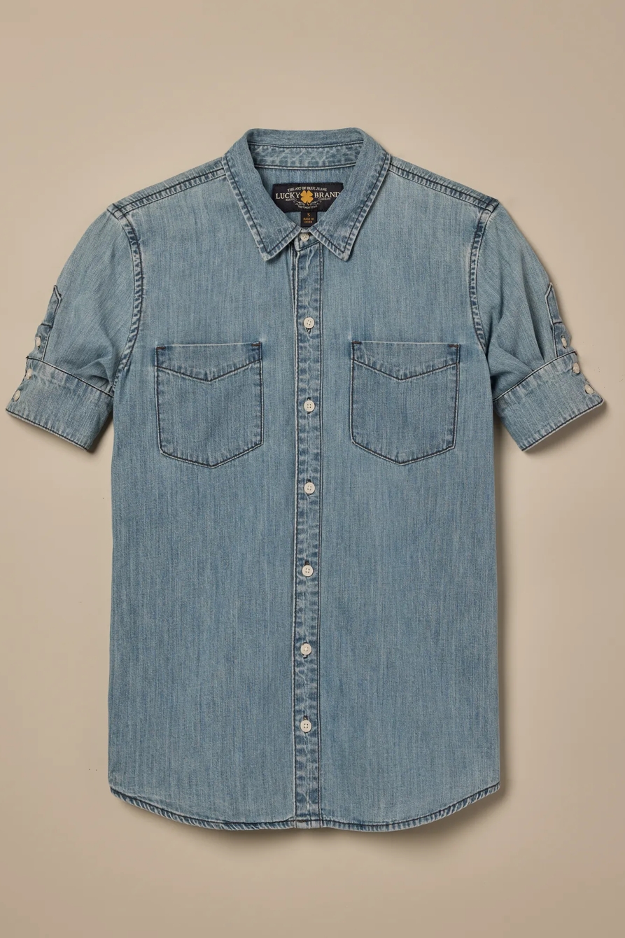 Lucky Brand One-Of-A-Kind Denim Cropped Shirt, image 1