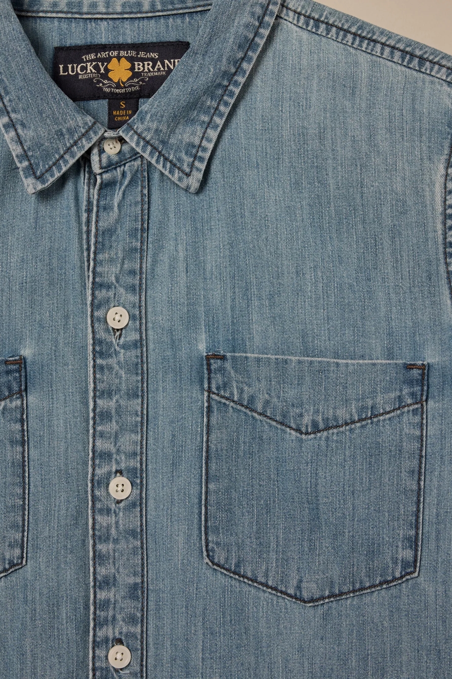 Lucky Brand One-Of-A-Kind Denim Cropped Shirt, image 3