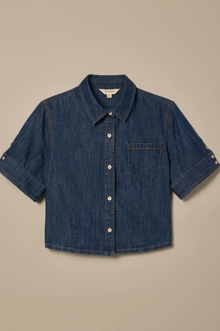 Lucky Brand One-Of-A-Kind Denim Cropped Shirt, image 1