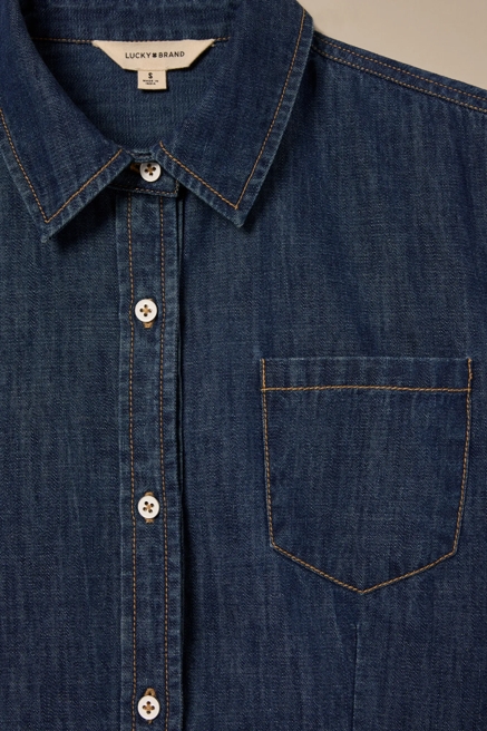 Lucky Brand One-Of-A-Kind Denim Cropped Shirt, image 2