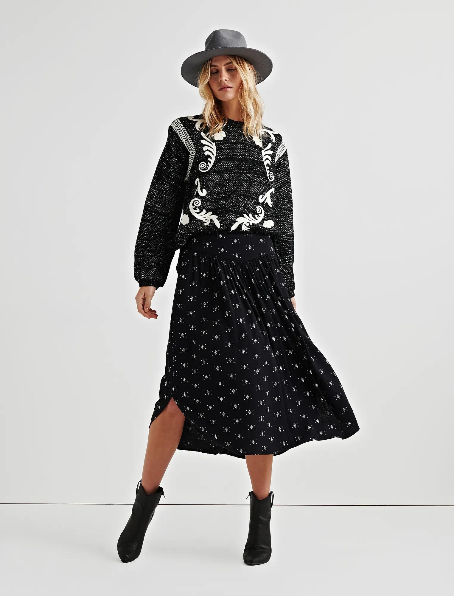 PRINTED MIDI SKIRT, image 1