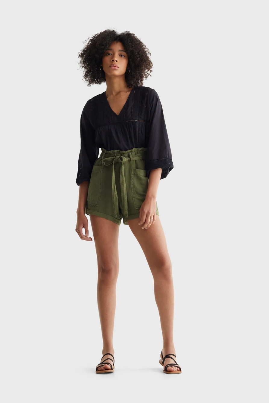 LINEN PAPERBAG WAIST SHORT, image 2