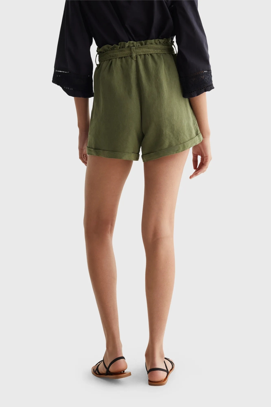 LINEN PAPERBAG WAIST SHORT, image 4