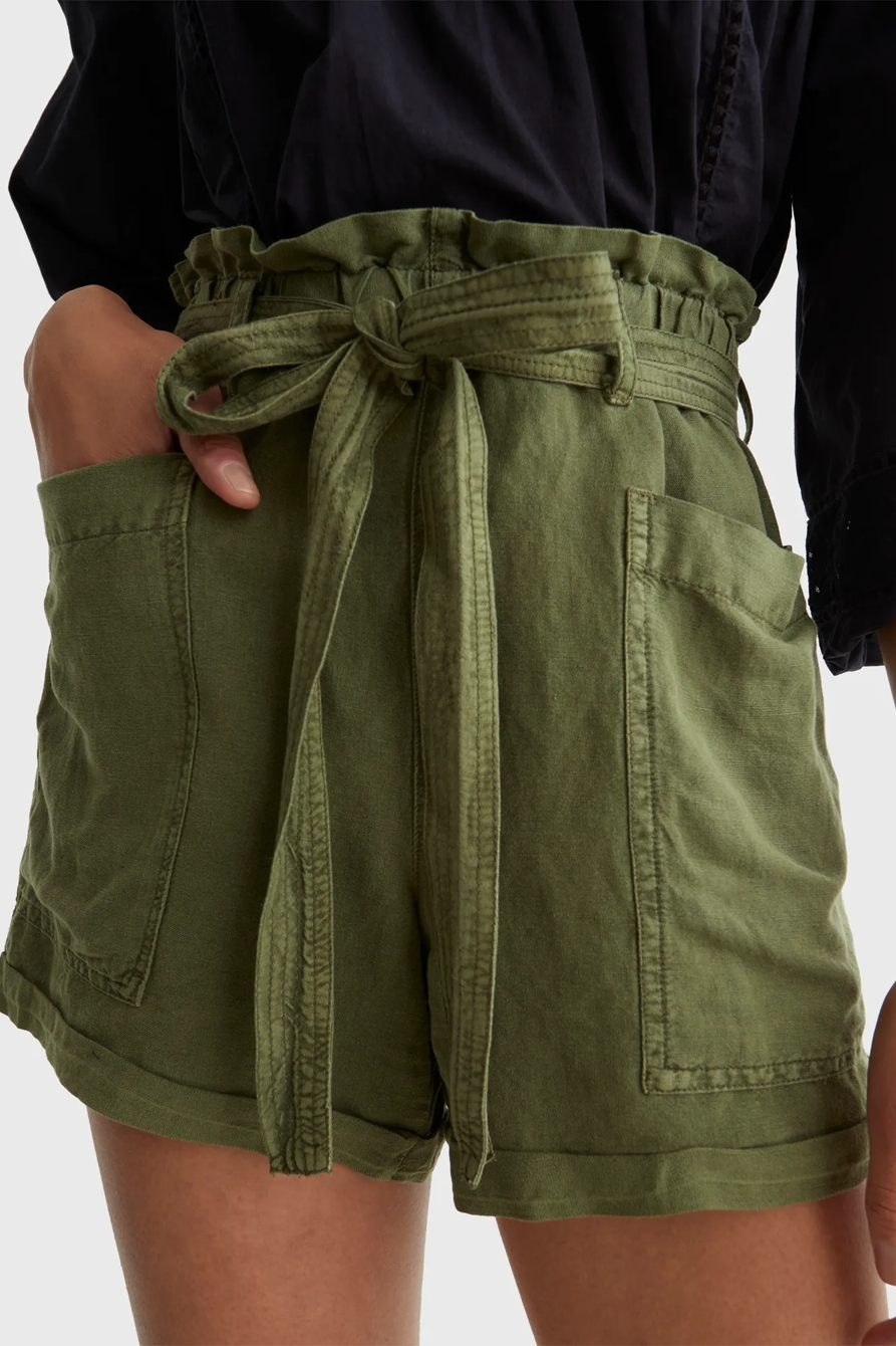 LINEN PAPERBAG WAIST SHORT, image 7