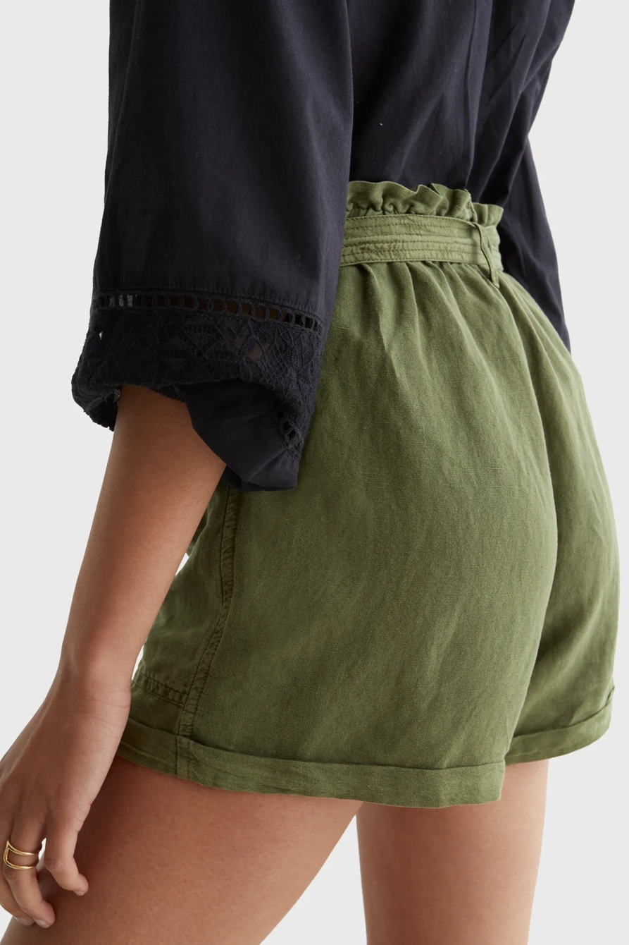 LINEN PAPERBAG WAIST SHORT, image 8