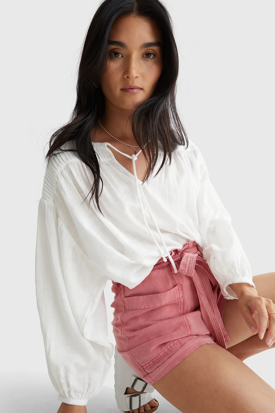 LINEN PAPERBAG WAIST SHORT, image 3
