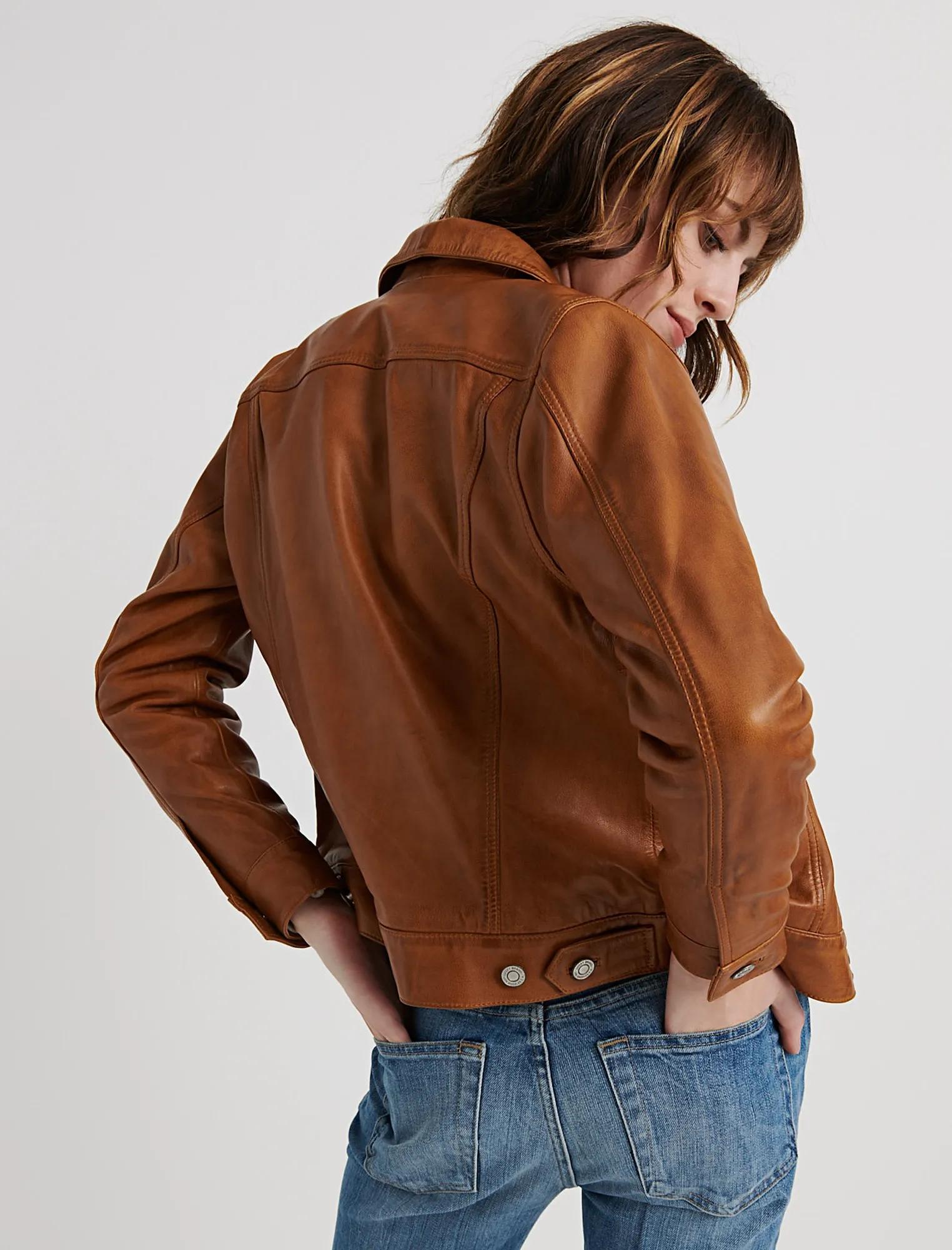 LEATHER TRUCKER JACKET, image 3