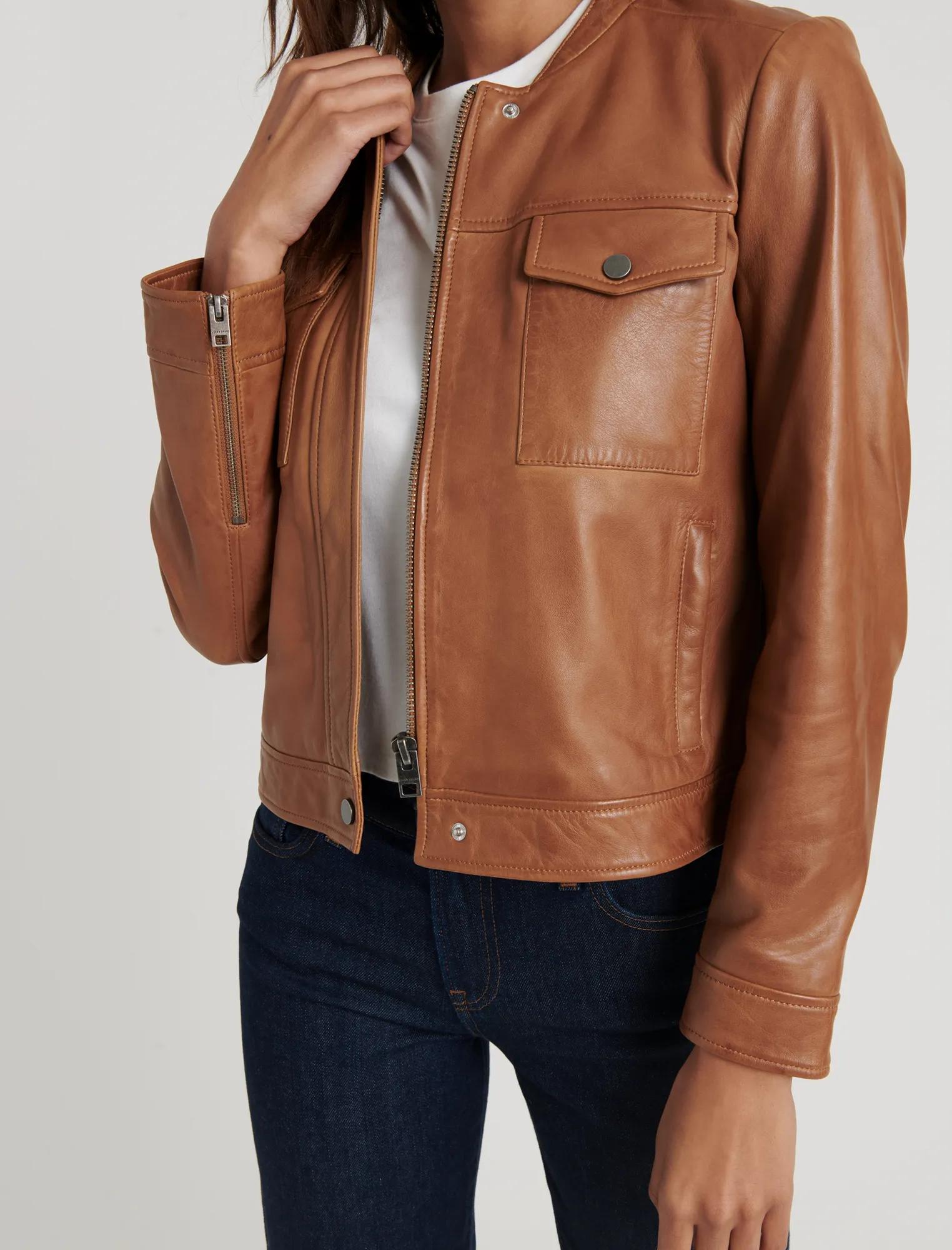 ZIP FRONT LEATHER JACKET, image 2