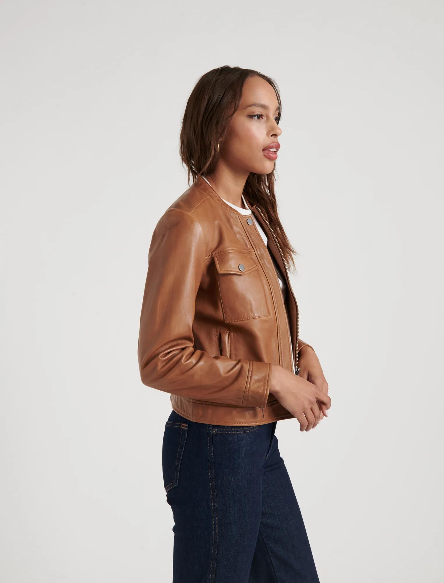 ZIP FRONT LEATHER JACKET, image 3