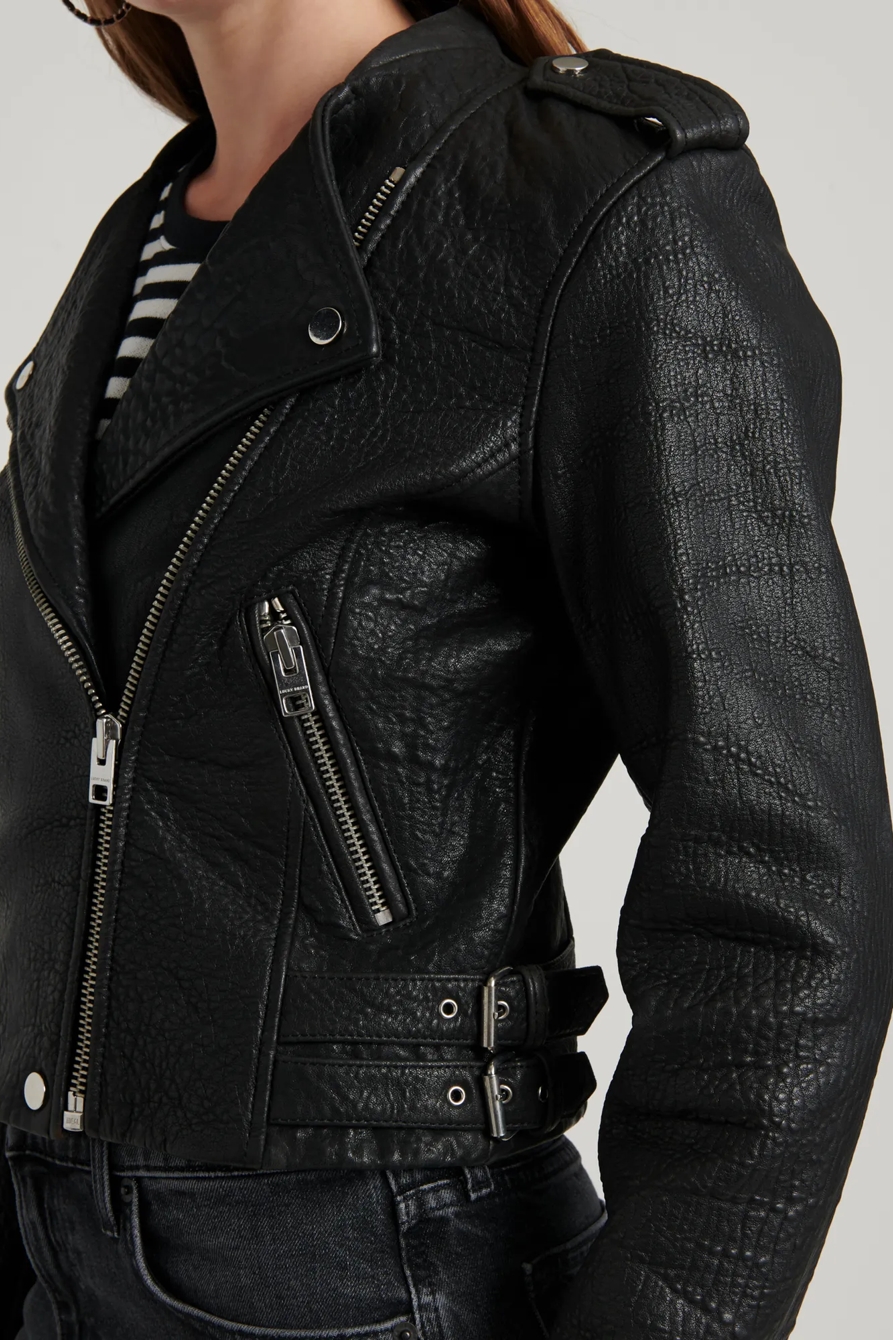 PEBBLE LEATHER MOTO JACKET, image 6