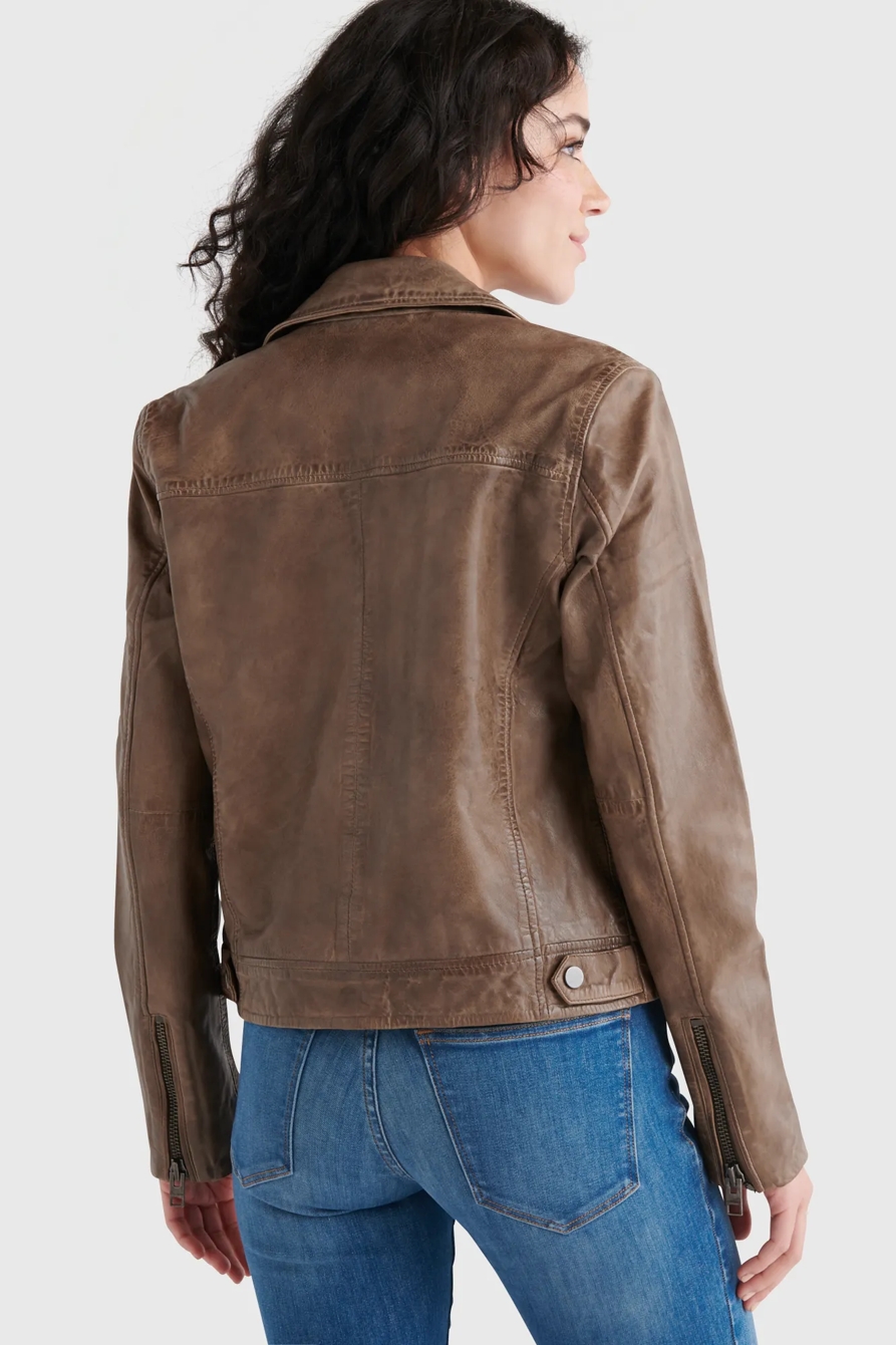 DISTRESSED LEATHER MOTO JACKET, image 4