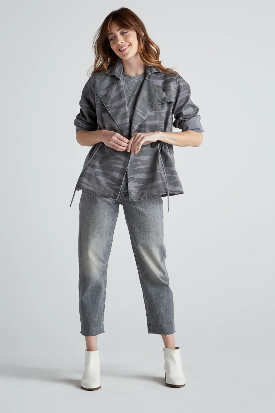 PRINTED CROPPED TRENCH COAT JACKET, image 2