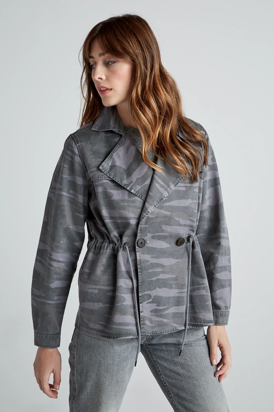 PRINTED CROPPED TRENCH COAT JACKET, image 3