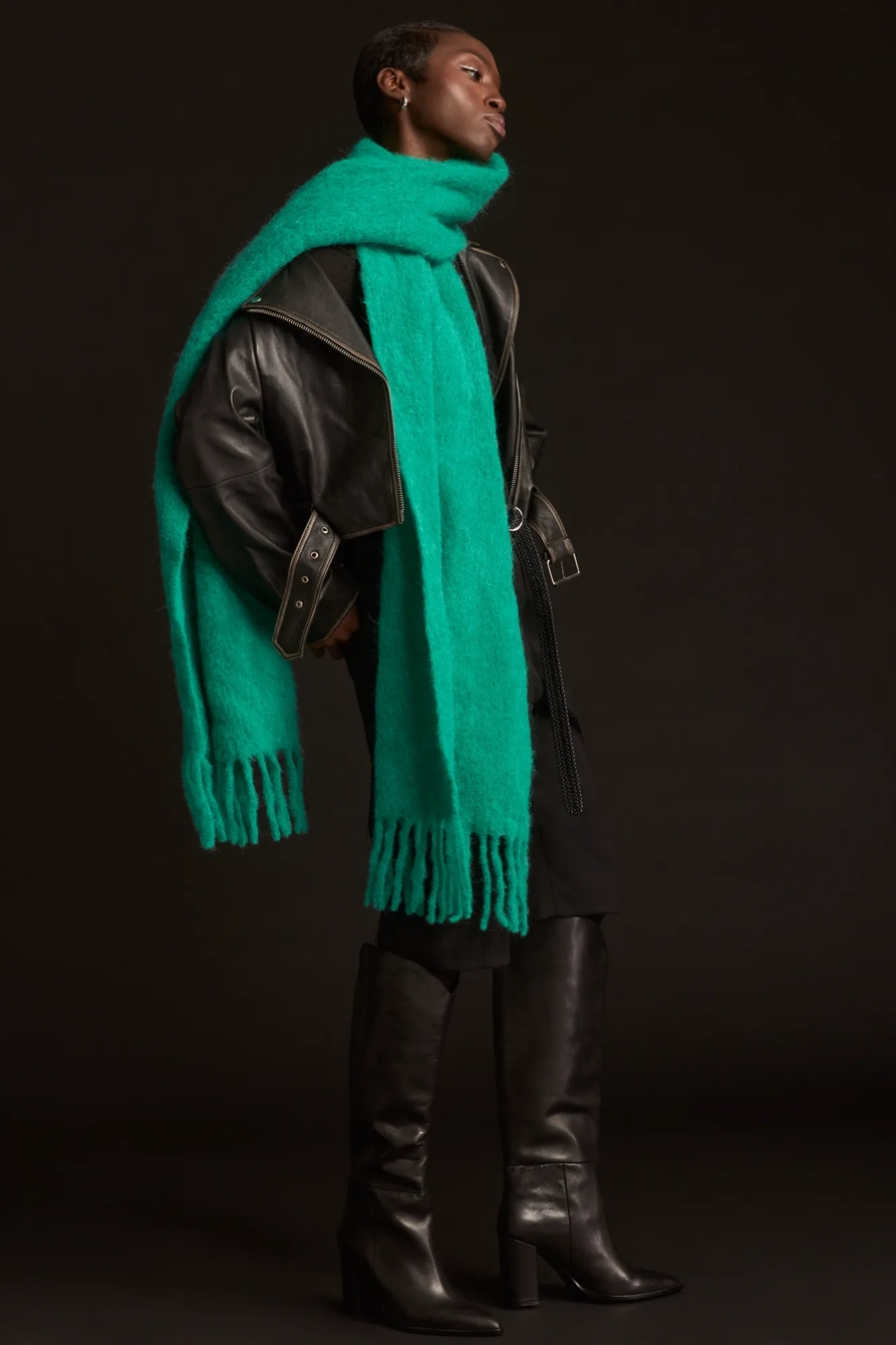 CROPPED DISTRESSED LEATHER MOTO JACKET, image 4