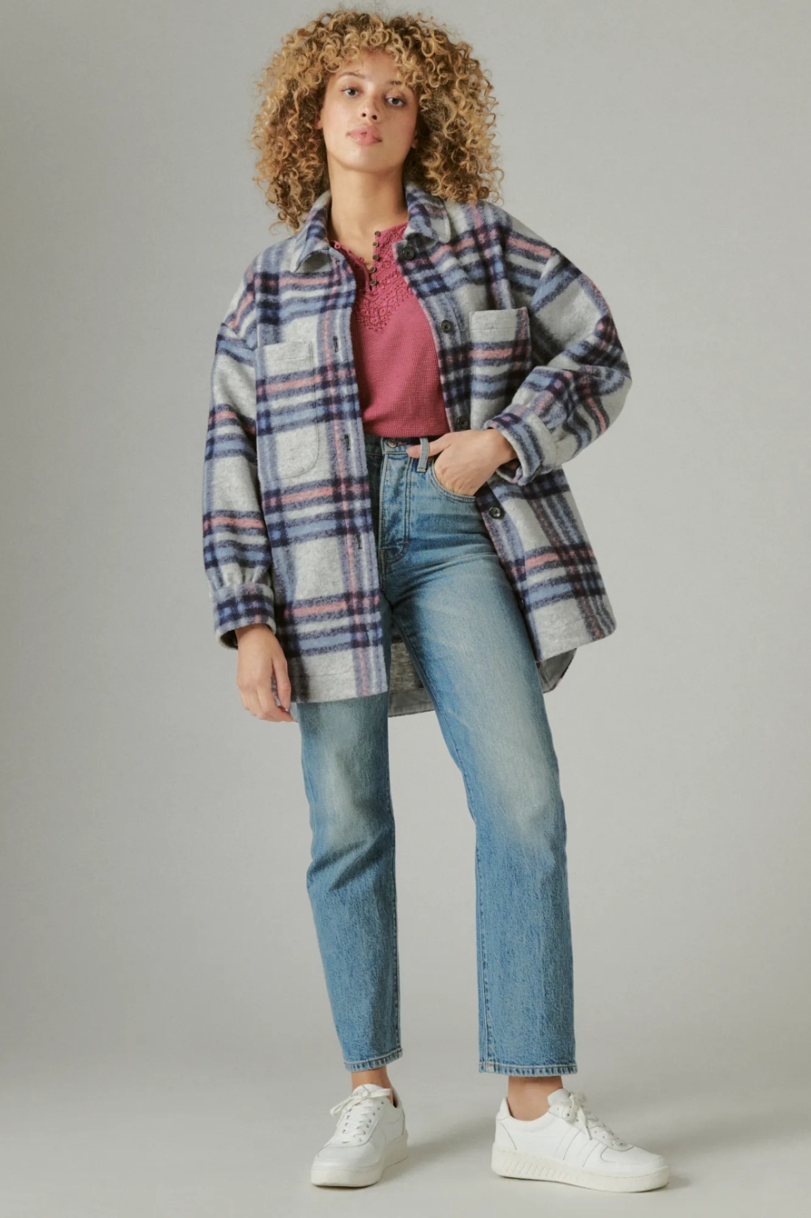 PLAID WOOL LONG SHACKET, image 2