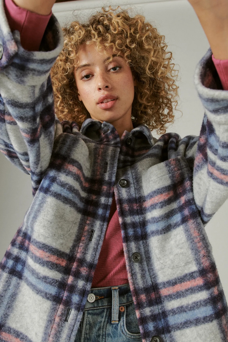 PLAID WOOL LONG SHACKET, image 5