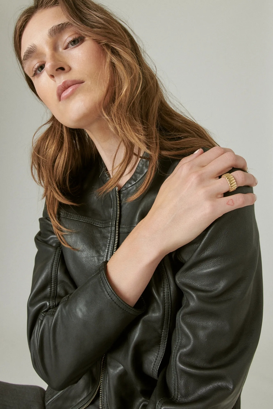 LEATHER BOMBER JACKET | Lucky Brand