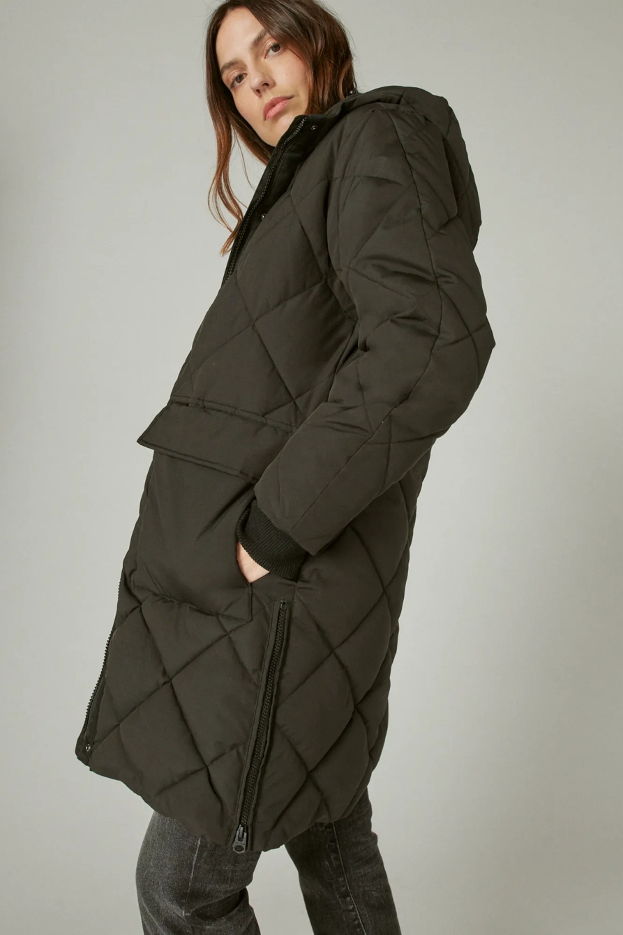 LONG LINE QUILTED PUFFER COAT, image 3