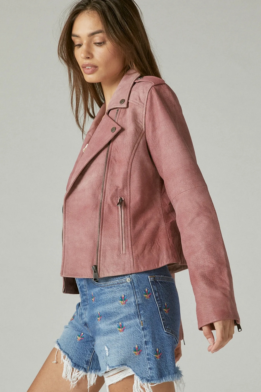 DISTRESSED LEATHER MOTO JACKET, image 3
