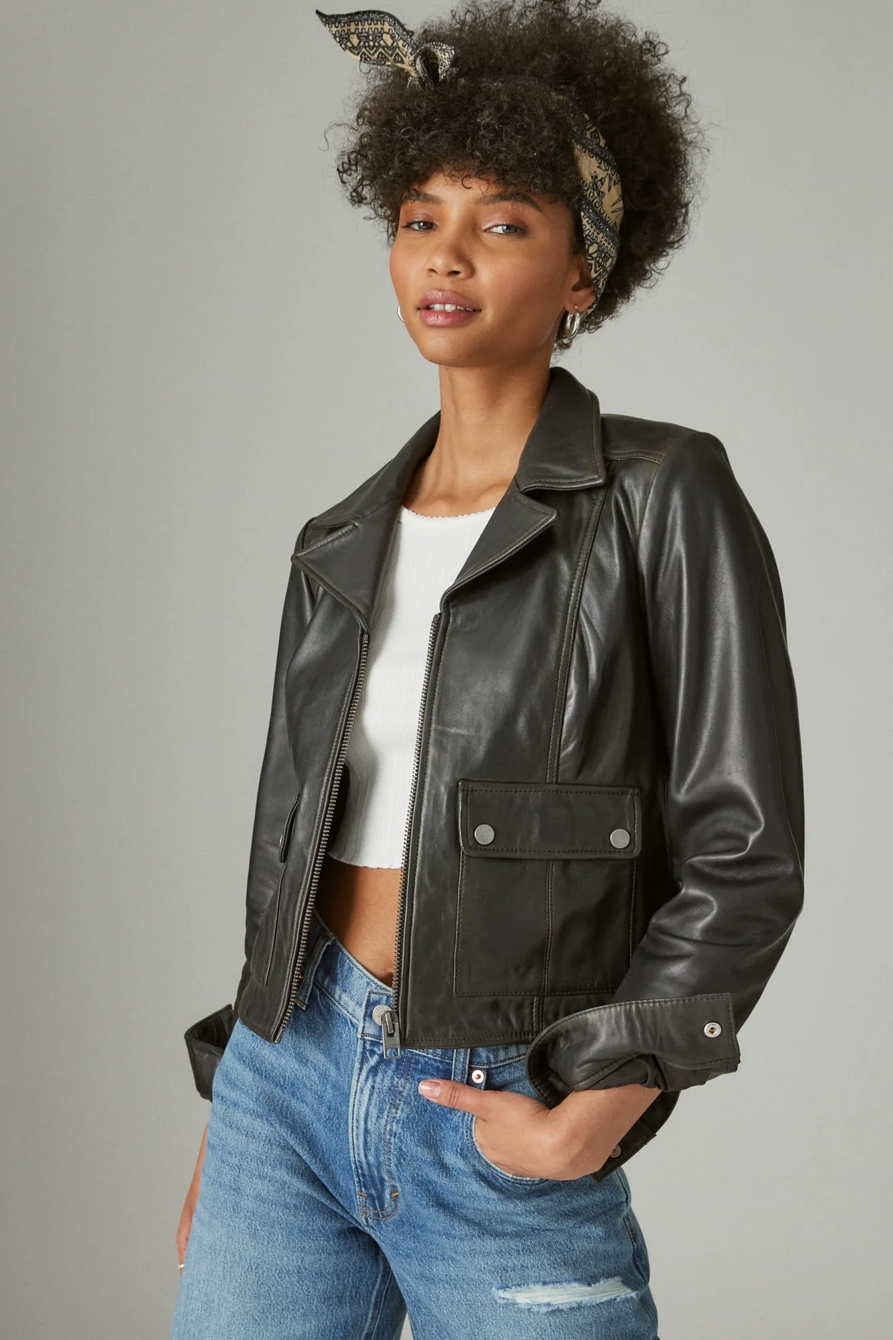 DISTRESSED LEATHER MOTO JACKET, image 2